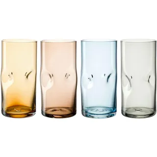 Leonardo Gläserset , Blau, Braun, Grau, Bernsteinfarben , Glas , 4-teilig , 330,00 ml , 6.50x13.50x6.50 cm , mundgeblasen , Gläser, Gläsersets