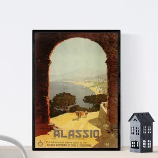 Nacnic Vintage Poster Weinleseplakat von Frankreich und Italien. Alassio reist. A3 Größe
