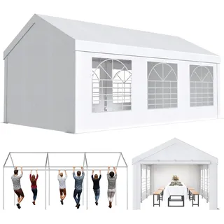 JUMMICO Pavillon Partyzelt 3x6 Wasserdicht Stabil PE Plane 450 N 170g Gartenzelt UV Schutz 50+ Zelt Festzelt Bierzelt Gartenpavillon für Garten, Party, Festival, Hochzeit, weiß