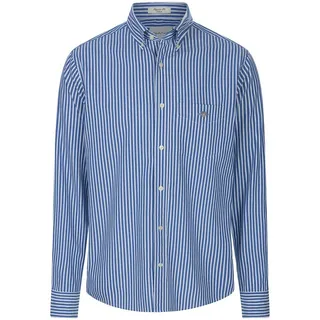 GANT für Herren. 3000130 Blau gestreiftes Popeline-Hemd Regular Fit Hemd aus gestreifter Popeline (XXL), Lässig, Baumwolle, Klassisch, Langarm