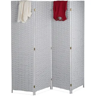 Relaxdays Paravent 4-teilig, HxB: 180 x 180 cm, Faltbarer Raumtrenner, modern, Sichtschutz, Kunststoff, versch. Farben