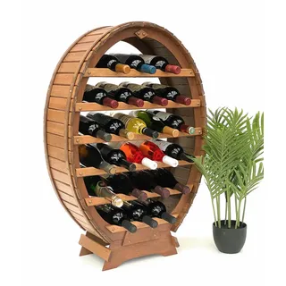 DanDiBo Weinregal Weinfass Stehend für 24 Flaschen Holz Braun , 62x90x24 cm , Weinregale