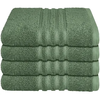 Handtücher SCHIESSER "Milano aus 100% Baumwolle mit eleganter Bordüre in Hoch-Tief-Optik", grün (dunkelgrün), B:50cm L:100cm, Frottier, Frottier, Handtücher, Handtücher, Made in Green