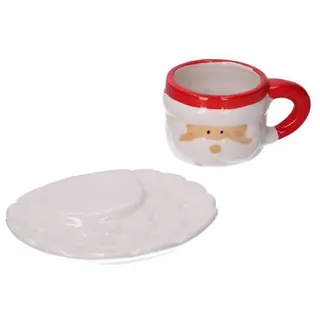 Kaffeetasse Kaffee' Gesicht Von Weihnachtsmann mit Untertasse Ø9XH9CM Keramik