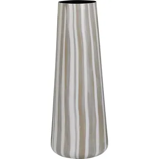 Vase EH aus Metall, beige, hellgrau/braun gestreift, 40cm - Beige