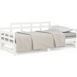vidaXL Tagesbett Ausziehbar Weiß Massivholz Kiefer 2x(80x200) cm - Weiß