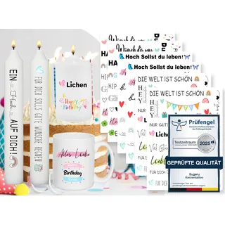 Sugeru 6 PCS Kerzentattoo (200+ Muster), Wassertransferdruck | wasserschiebefolie kerzen | kerzenaufkleber sticker | Kerzen dekorieren | Happy Birthday, Geburtstag, Kerzen beschriften