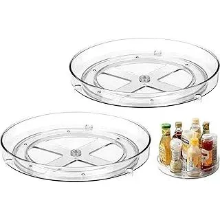 HATANSE 2 Stück Lazy Susan Drehteller Organizer Kühlschrank Organizer 360° Drehbarer Gewürzregal für Kühlschrank Küche Speisekammer Schrank Badezimmer Kommode Durchsichtige (2 x 23.5 cm)
