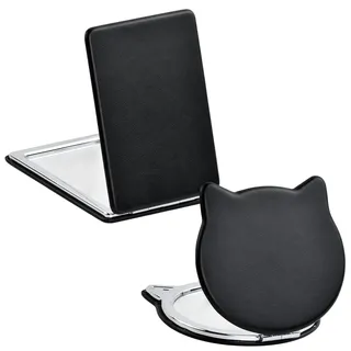 Kaiyzo Taschenspiegel Klappbar mit Vergrößerungsspiegel und Normal, Spiegel Klein mit Magnetverschluss, Kosmetikspiegel für Handtasche, Praktischer Reisespiegel (2 Schwarz)