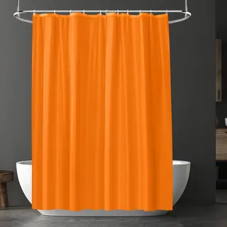 URAQT Duschvorhang, Anti-schimmel Wasserdicht Schnelltrocknend Duschvorhänge, Waschbar PEVA Shower Curtains 180x180 cm mit 12 Duschvorhangringen, Badewanne Shower Curtain (Orangefarbene)