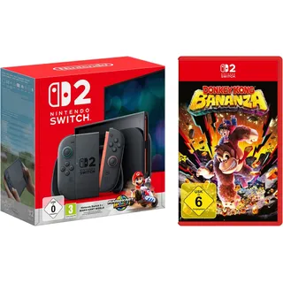 Nintendo Switch 2 256 GB Schwarz + Mario Kart World + Donkey Kong Bananza + 2x Joy-Con Controller