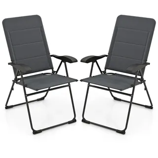 Costway Gartenstuhl 2er Set Grau