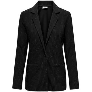 JACQUELINE de YONG JDY Damen Jacke Blazer JDYMary Lurex Sakko mit Glitzer-Nadelstreifen 15333728 Black Silver Pinstripe M
