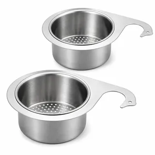 2 Stück Sieb für Spülbecken, Abtropfkorb Küche in runder Form, Platzsparende Aufbewahrung für Obst, Gemüse & Geschirr, Hygienische Lebensmittelhandhabung, Kompakte Küchenorganisation