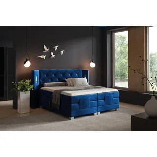 Boxspringbett Elektrisch Bett STEVE 140x200cm in Stoff Fresh Blau - Blau