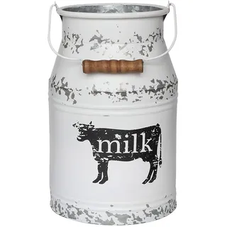 Soyizom Bauernhaus Französisch Land Vintage-Stil Vase Weiß Shabby Chic Metall Rustikale Blumenvasen Milchkanne Krug Krug mit Griffen für Hochzeit Garten Home Office Cafe Decor -11 Zoll (28 cm)