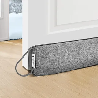 fowong Zugluftstopper für Türen Fenster, Neu Extra Schwer, 87x10cm | Türdichtung-Waschbar-Energiesparend, Windstopper Türen mit Selbstklebende Klebeband, Luft Insekt Licht Blockiert, Grau