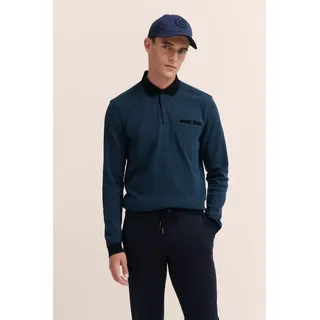 Bugatti Langarm-Poloshirt, mit Strukturkragen bugatti marine