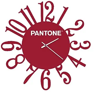 Homemania Runde Wanduhr für Wohnzimmer, Küche, Büro, Bordeaux-Weiß, Metall, 40 x 0,15 x 40 cm, Maße: L 40 x B 0,15 x A40 cm, 0,7 kg