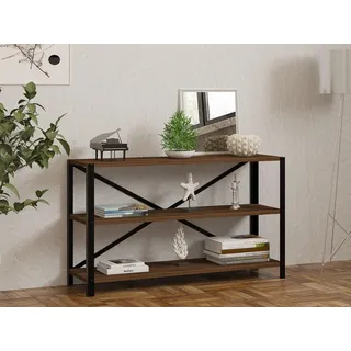 Hanah Home Industrial Bookshelf, Walnut Color, 103 x 60 x 29.5 cm | 100% Melamine Coated Particle Board, 18 mm Thick, Sturdy Metal Frame | Stylish Storage Solution