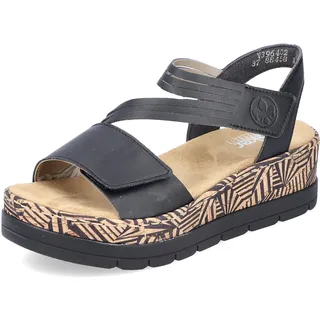 Rieker Damen Sandaletten V3964, Frauen Sandalen,Freizeitschuhe,offene,Schuhe,Strandschuhe,Sommersandalen,bequem,flach,schwarz (02),42 EU / 8 UK