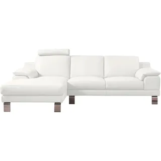 Egoitaliano Ecksofa »Shakira, Design und super Sitzkomfort auf hohem Niveau, tolle Details« mit Recamiere, L-Form, edle Füße, weiß,