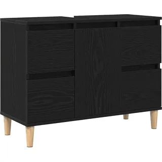 vidaXL Waschbeckenschrank mit Tür Schwarz Eichen-Optik 80 x 33 x 60 cm - Schwarz