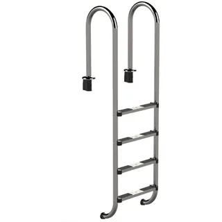 Schwimmbad Tiefbeckenleiter eng aus Edelstahl, Poolleiter aus V2A  ,4-stufig