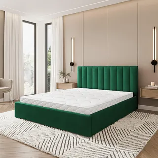Masseno Polsterbett DEMERA MGV 200x200 cm, Polsterbett mit Bettkästen - Grün, MAGIC VELVET 2225 - Grün