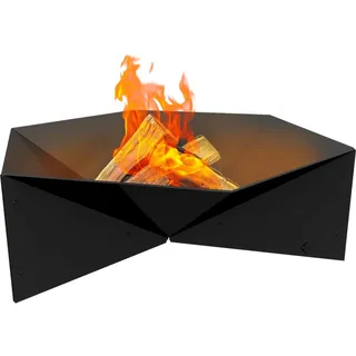 KRATKI Gartenfeuerschale FIRE Stahl Feuerstelle Gartenkamin | Feuerschale für Garten und Terrasse, robuste Konstruktion, schwarz, 22,5 x 69,2 x 60,5 cm, hitzebeständig