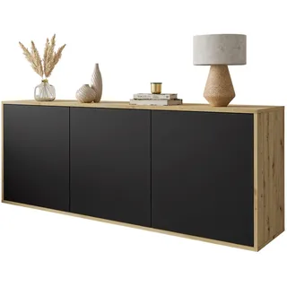 lookway Hängekommode Sanayi 153,9 x 60 x 39,6 cm Artisan Eiche / Schwarz