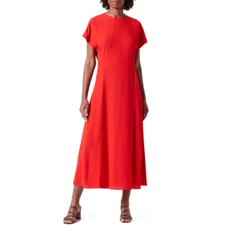 Tommy Hilfiger Damen Kleid Viscose Crepe Maxi Dress Kurzarm, Rot (Fierce Red), 42