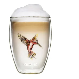 Creano Thermo-Glas Hummi, doppelwandiges Tee-Glas, Latte Macchiato, Thermobecher Kolibri | 250ml in exklusiver Geschenkbox, rot