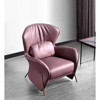 Sessel Design Couch Sofa Relax Leder Lounge Club Polster Sitzer Luxus Leder S - Rosa