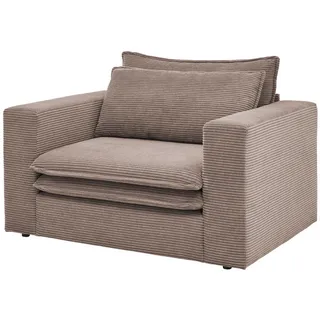 furn.design Loveseat Sessel Pesaro Cord 125 x 83 x 91 cm Braun mit Hocker