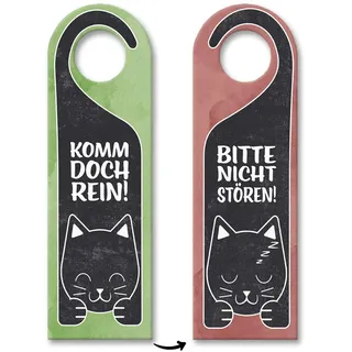 Komm doch rein oder Bitte nicht stören - Türhänger mit niedlicher Katze