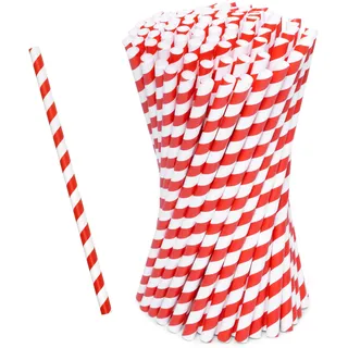Love Nature Strohhalme Papier - Papierstrohhalme 100 Stück - Trinkhalme Papier Recycling Rot Weiß