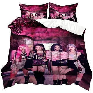 WlsqDE Blaackpiin Bettwäsche, Blaackpiin Bettwäsche 135x200, Anime Bettwäsche-Sets, enthalten Steppdecke, Kissenbezug 50X75cm 2 Teilig, Anime Bedding für Fans