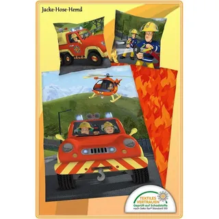 Bettwäsche Flanell Feuerwehrmann SAM Feuerwehr Hubschrauber Auto Gr. 135x200cm NEU - 135x200 cm