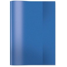 HERMA 7483 Heftumschlag A5 Transparent Blau, Hefthülle aus strapazierfähiger & abwischbarer Polypropylen-Folie, durchsichtige Heftschoner für Schulhefte, farbig