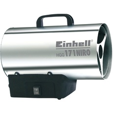 Einhell Heißluftgenerator HGG 171 Niro (17 kW, 700 mbar Betriebsdruck, 1000 m3/h Luftvolumenstrom, Piezozündung, Rückbrandsicherung, Turbo-Ventilator), Silber, Schwarz