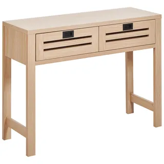 Beliani Konsolentisch heller Holzfarbton 2 Schubladen Randa , Hellbraun , Holzwerkstoff , 100x75x35 cm , Wohnzimmer, Wohnzimmertische, Konsolentische