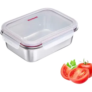 Westmark Edelstahl Lunchbox – Auslaufsichere Brotdose – Mikrowellen- & Ofenfest, BPA-frei – Bento Box für Schule, Arbeit & Kita – Silber, 1300 ml