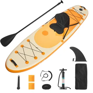 Vevor aufblasbares Stand Up Paddle Board (323 x 83,8 x 15,2 cm) Paddleboard mit einem Sitz, Komplettset inkl. Pumpe Paddel Finne Rucksack, Knöchelleine Gurt, für Jugendliche und Erwachsene