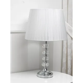 Tischlampe Jennifer Kristall moderner Stil Lampenschirm Stoff 50 cm