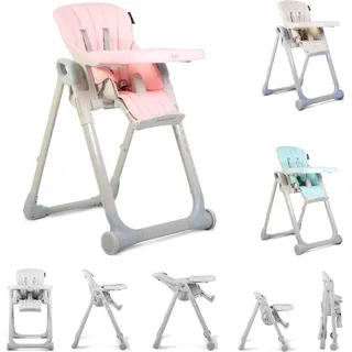 Cangaroo Hochstuhl I eat höhenverstellbar, klappbar, doppelter Tisch Fußstütze rosa - Rosa