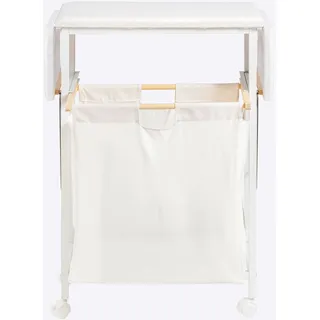 Wäschekorb HEINE HOME, weiß, B:108cm H:83cm T:30cm, Bambus, MDF, Metall, Wäschesammler, Wäschekorb