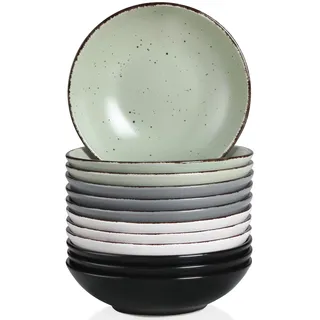 vancasso Suppenteller Steingut, MODA 12-teiliges Tiefteller Set, Pastateller, Nudelschalen, Suppenschalen, Salatschale, 800ml