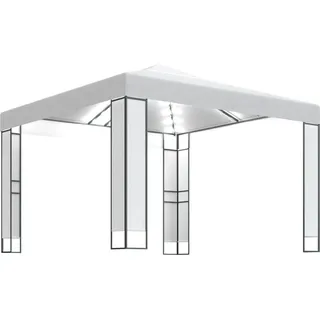 vidaXL Pavillon mit Doppeldach & LED-Lichterkette 3x3 m Weiß - Weiß