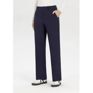 Jerseyhose STEHMANN "Fenja2-780", Damen, Gr. 44, N-Gr, blau (marine), Web, Obermaterial: 68% Viskose, 27% Polyamid, 5% Elasthan, unifarben, straight fit normal, Hosen Jerseyhose, im Straight Fit, mit Bügelfalte